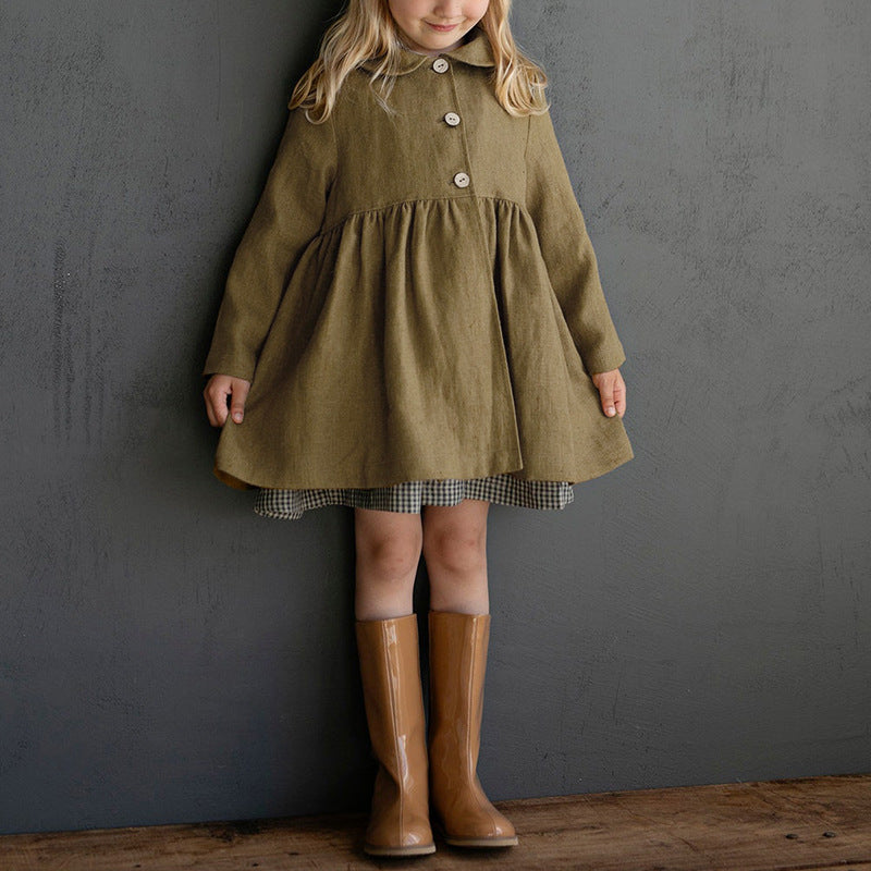 222530 Forest style doll collar cotton and linen dress jacket